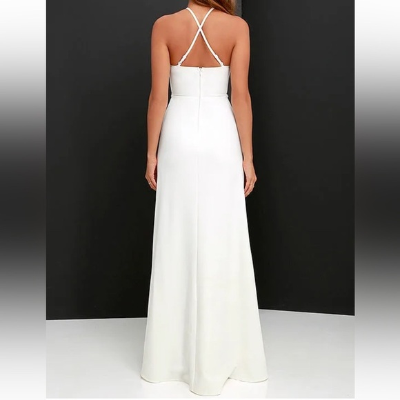 Lulus ivory Sz XS halter evening gown maxi dress Tour de Force - Picture 8 of 11